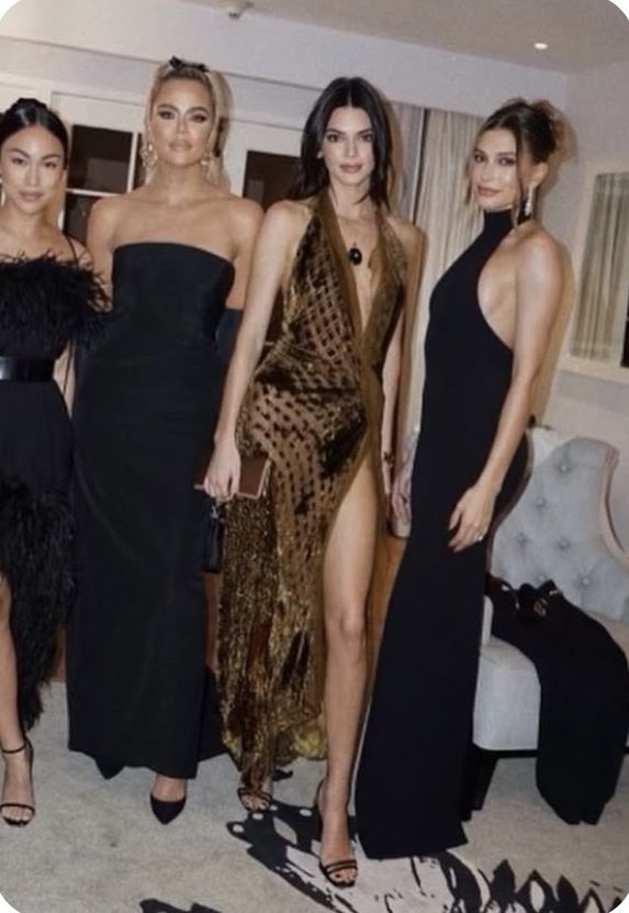 gowns in black and antique gold